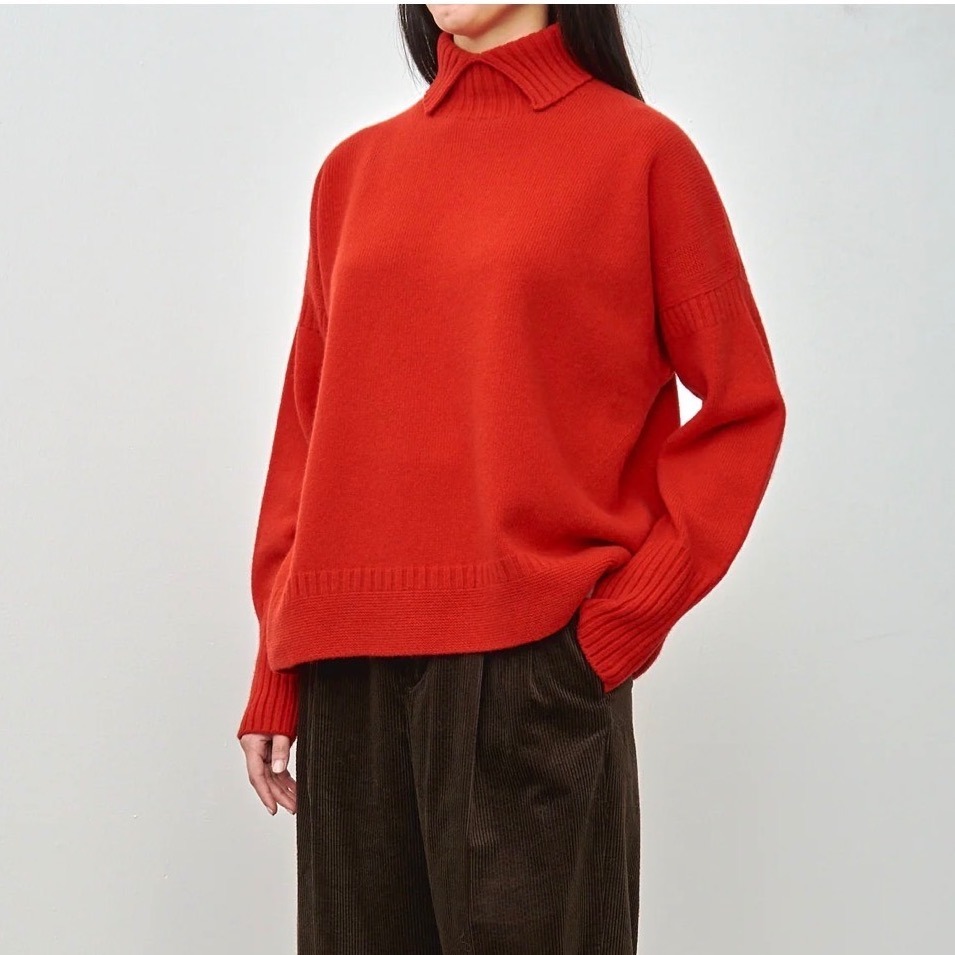 Nicholson & Nicholson Sweater Collared Eu 38 Us 6 Red Wool Oversized Luxury